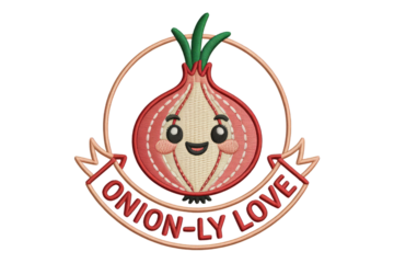 Happy red onion with text cartoon cute