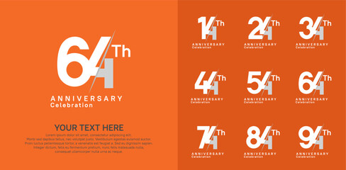 Naklejka premium Anniversary logo set vector design, white color for celebration event