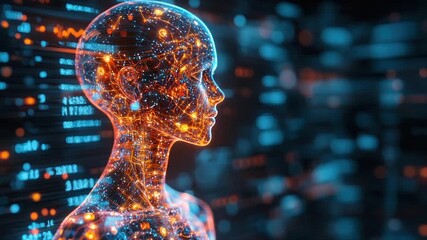 AI, digital human, glowing neural network, data streams - Powered by Adobe