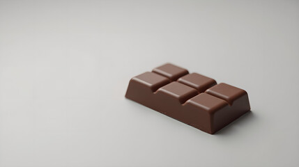 Chocolate Bar Piece on Neutral Gray Background
