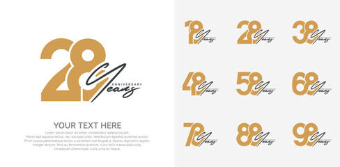 Anniversary logo set vector design, brown color for celebration event