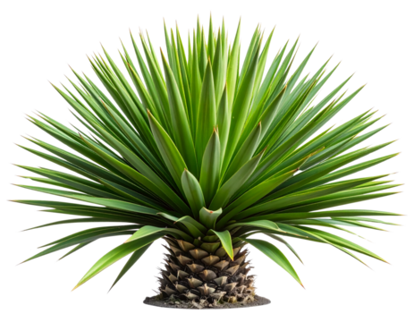 Yucca Plant with Multiple Leaves in Natural Rosette, Side Profile, Isolated