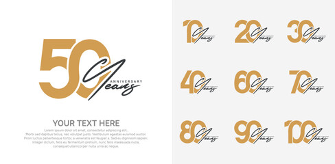 Anniversary logo set vector design, brown color for celebration event
