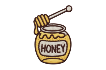 Honey pot with dipper dripping yellow