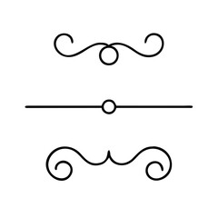 Illustration of decorative line dividers and swirls on a transparent background