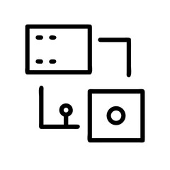 circuit board, connecting lines and dots isolated on transparent background