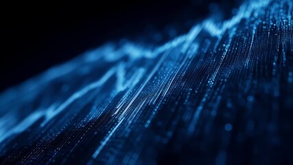 A depiction of digitalization and technology in the world of finance, with a digital chart and abstract binary code in a dark blue setting - Powered by Adobe