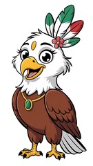 Fototapeta premium Charming Cartoon Eagle Native American Headdress Jewel Accent