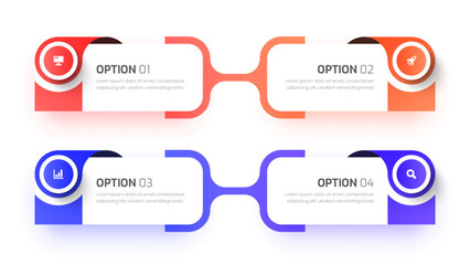 Infographic Template with Colorful Circle Label 4 Option and Icon
