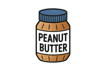 Peanut butter jar with blue lid food spread