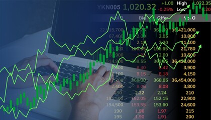 Stock market growth vector with green candlestick chart and rising lines. Ideal for illustrating profit, success, investment growth, financial gain, and bullish economic trends in business media.
