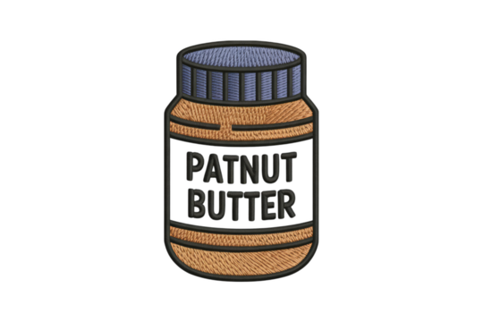 Peanut butter jar with text food spread