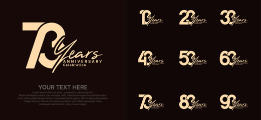 Anniversary logo set vector design, brown color for celebration event