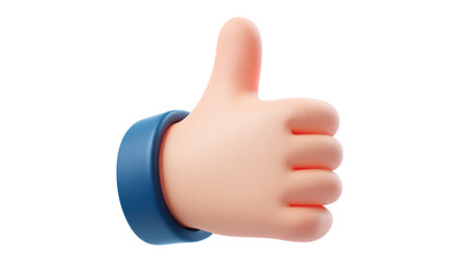 Cartoon Thumbs Up Hand Gesture on Transparent Background
