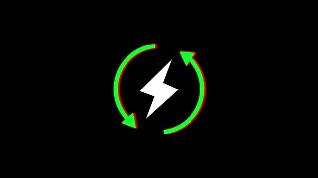 Awesome Glowing Neon Charging Power Icon Animation for Battery Indicator, Energy Supply, Electric Devices, and Futuristic Technology UI. Vibrant Loop Animation of Power Symbol