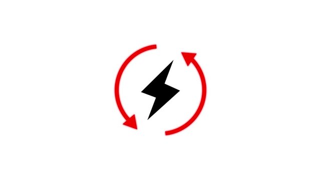 Awesome Glowing Neon Charging Power Icon Animation for Battery Indicator, Energy Supply, Electric Devices, and Futuristic Technology UI. Vibrant Loop Animation of Power Symbol