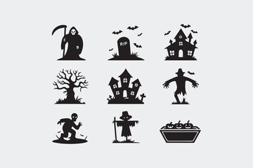 halloween spooky set illustration vector