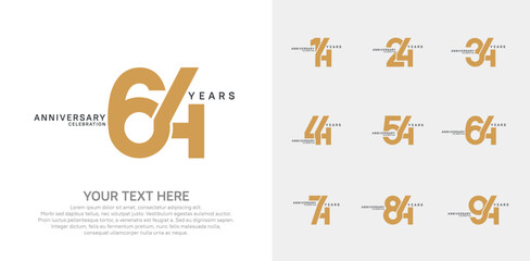 Anniversary logo set vector design, brown color for celebration event