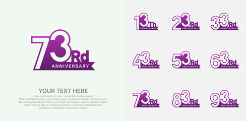 Anniversary logo set vector design, purple color for celebration event