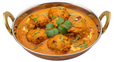 Malai kofta indian curry dish isolated on transparent background