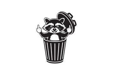 trash raccoon illustration vector