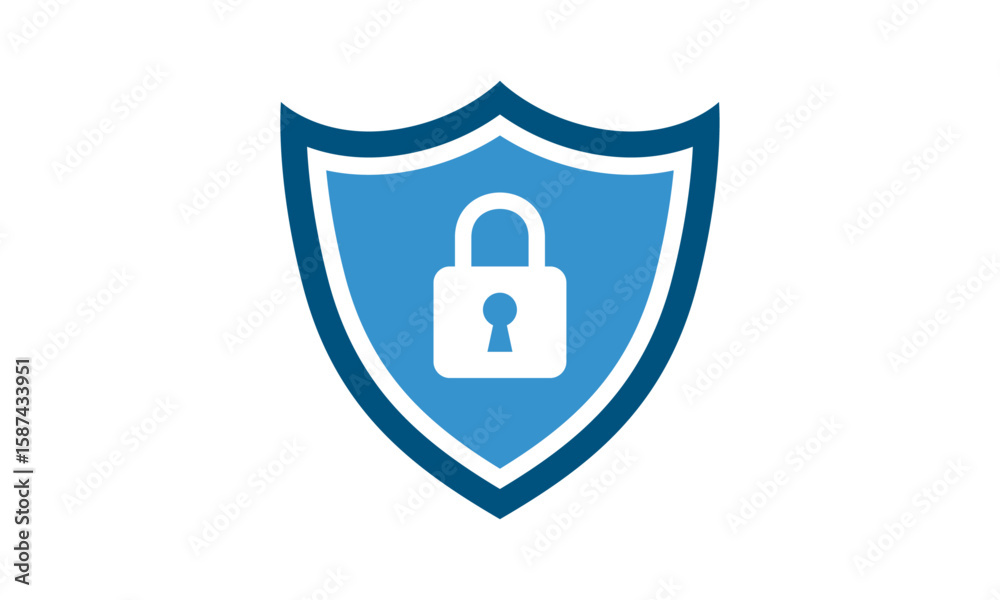 Fototapete secure internet icon. protective shield sign digital security with the image of a padlock. symbol se