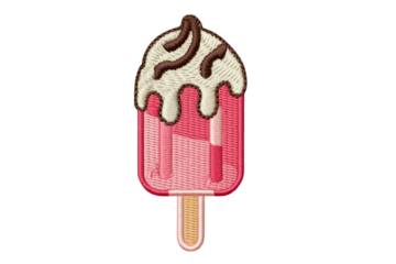 Pink popsicle with chocolate drizzle ice cream frozen treat