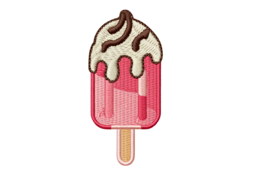 Pink popsicle with chocolate drizzle ice cream frozen treat