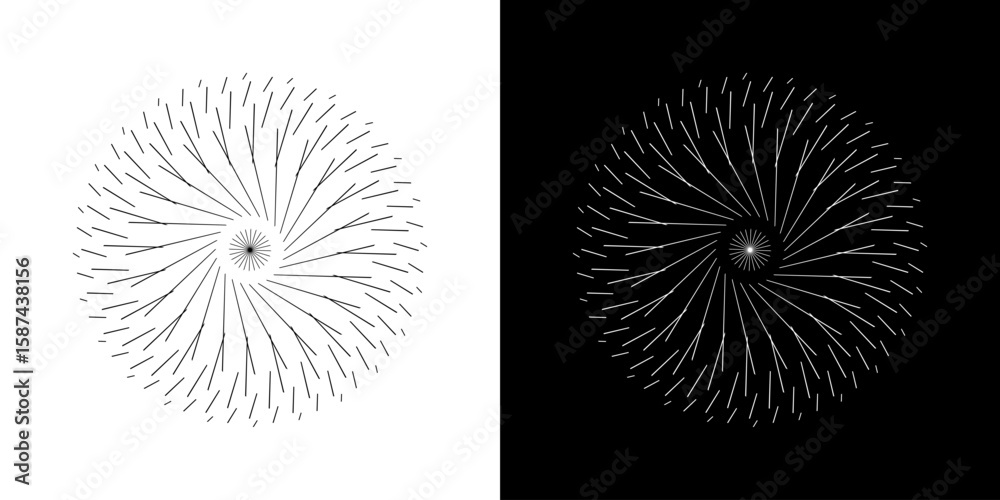 Fototapete abstract background with line pattern forming circle. spiral art design as logo or icon. black lines