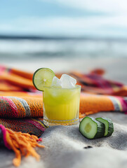 Beachside Relaxation with Chilled Cucumber Lime Cocktails: Sip and Savor Refreshing Drinks Amidst Coastal Life Vibes