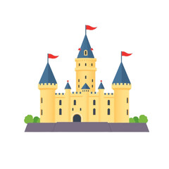 Fototapeta premium Majestic Fairy Tale Castle with Towers and Flags