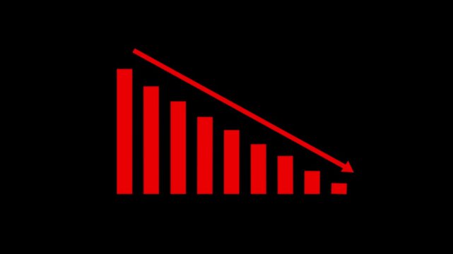 Down graph icon designed in flat icon style, business or finance concept. business graph arrow decreased.