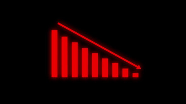 Down graph icon designed in flat icon style, business or finance concept. business graph arrow decreased.