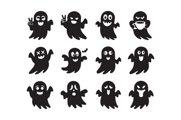 Obraz premium halloween ghost set illustration vector