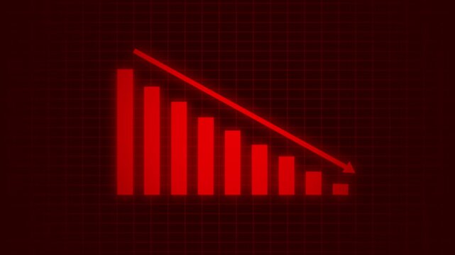 Down graph icon designed in flat icon style, business or finance concept. business graph arrow decreased.