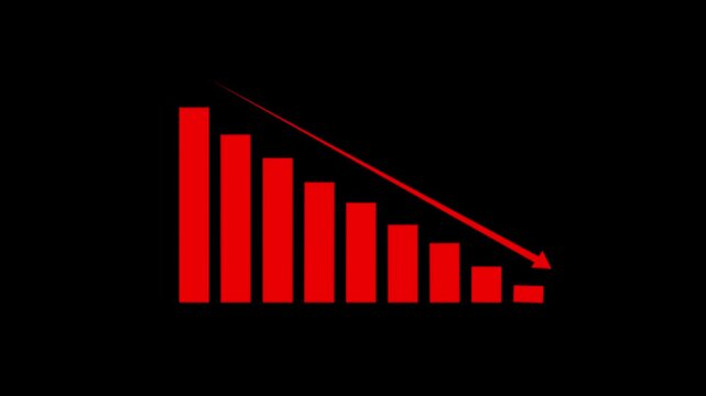Down graph icon designed in flat icon style, business or finance concept. business graph arrow decreased.