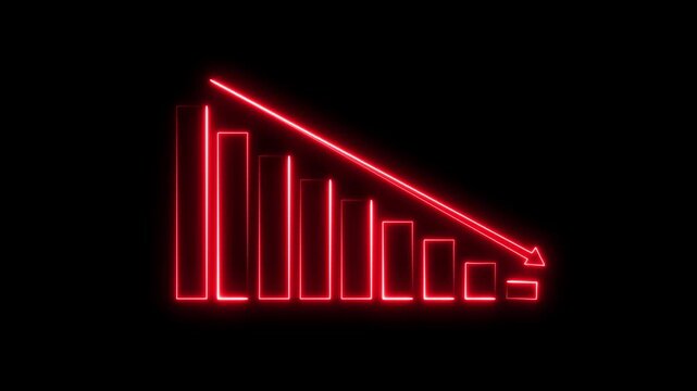 Down graph icon designed in flat icon style, business or finance concept. business graph arrow decreased.
