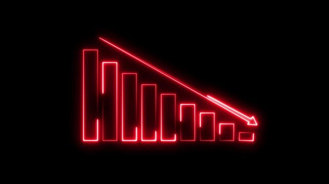 Down graph icon designed in flat icon style, business or finance concept. business graph arrow decreased.
