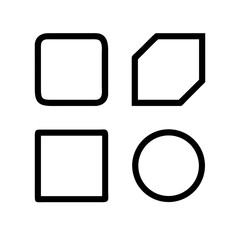 geometric shapes including squares, a polygon, and a circle isolated on transparent background