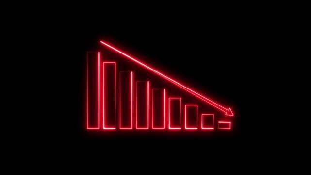 Down graph icon designed in flat icon style, business or finance concept. business graph arrow decreased.