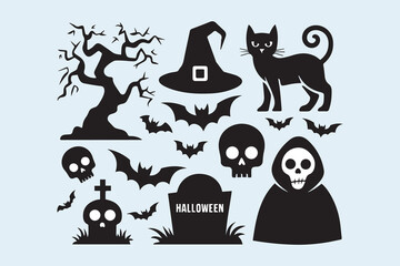 halloween spooky set illustration vector