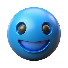3d rendered blue smiley face emoticon expressing positive emotions and happiness against black background.