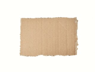 Obraz premium Torn corrugated cardboard piece isolated on white background 