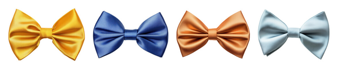 Four tie bows isolated on transparent background