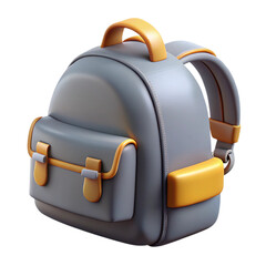 3d rendered grey and orange backpack isolated on a black background for education or travel