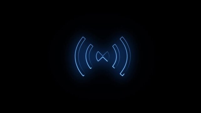 Abstract Glowing Hotspot Icon Animation for Wireless Internet Sharing, Mobile Tethering, Connectivity UI, and Futuristic Network Interface Design. Looping Neon Signal Animation