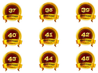 Anniversary 3D Icon Set With Golden Badge Transparent Background