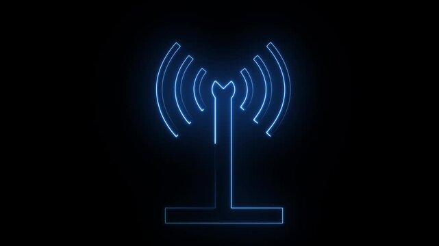 Abstract Glowing Hotspot Icon Animation for Wireless Internet Sharing, Mobile Tethering, Connectivity UI, and Futuristic Network Interface Design. Looping Neon Signal Animation