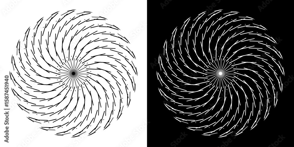 Fototapete abstract background with line pattern forming circle. spiral art design as logo or icon. black lines