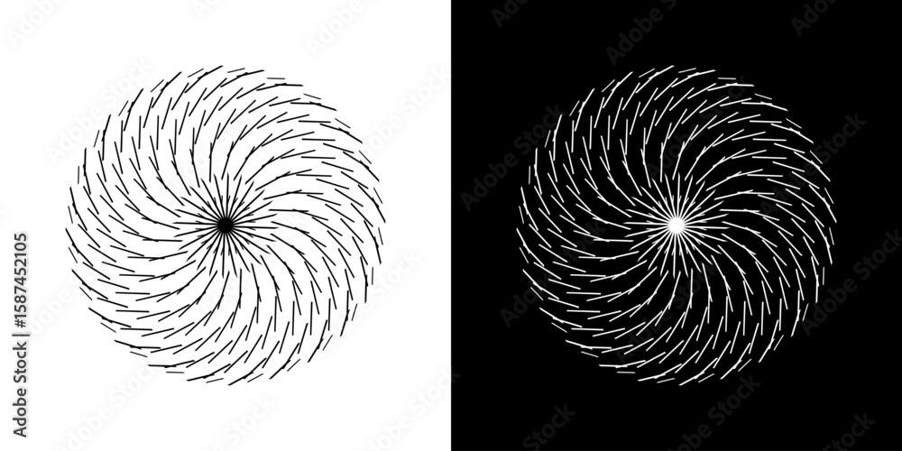 Fototapete abstract background with line pattern forming circle. spiral art design as logo or icon. black lines